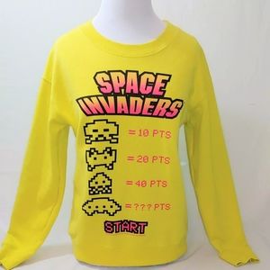 Space Invaders Video Game Sweatshirt Yellow S